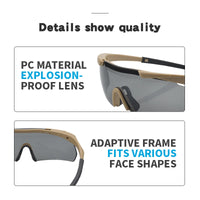 Lunettes de Protection Tactiques Demi-Monture, Kit 3 Verres, Vert, Noir ou Sable, vue 7