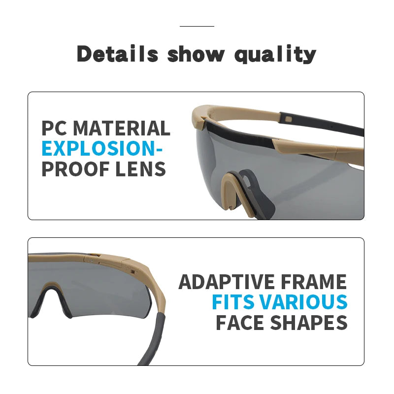 Lunettes de Protection Tactiques Demi-Monture, Kit 3 Verres, Vert, Noir ou Sable, vue 7