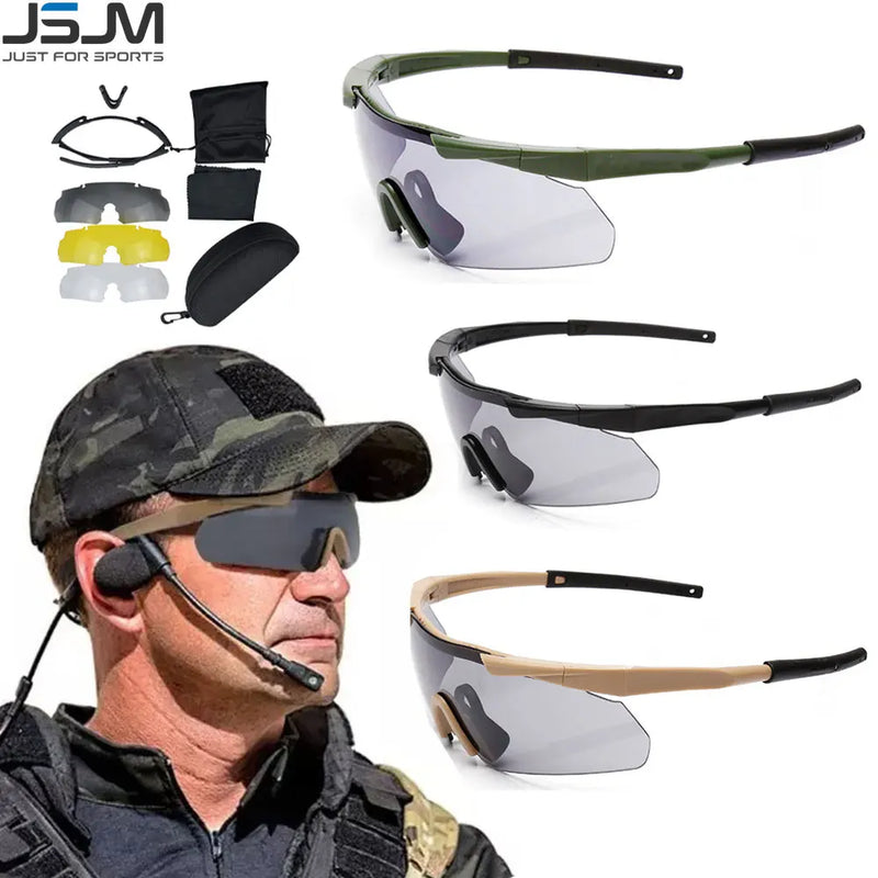 Lunettes de Protection Tactiques Demi-Monture, Kit 3 Verres, Vert, Noir ou Sable, vue 2