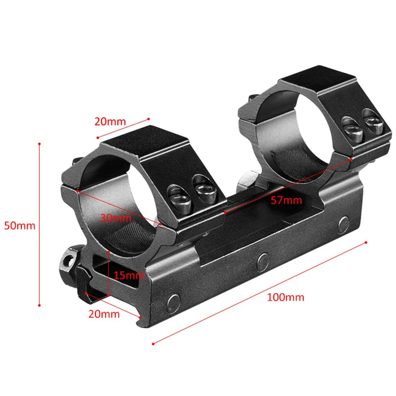 Montage de Lunette Monobloc pour Rail 20 mm, Colliers 25,4 ou 30 mm, Base 100 mm, Noir, 6 Modèles, vue 4