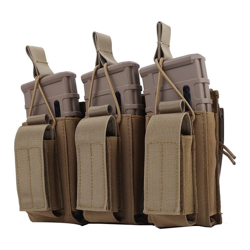 Porte-Chargeur Triple MOLLE Nylon 1000D, 3 Chargeurs de Fusil et 3 de Pistolet, vue 8