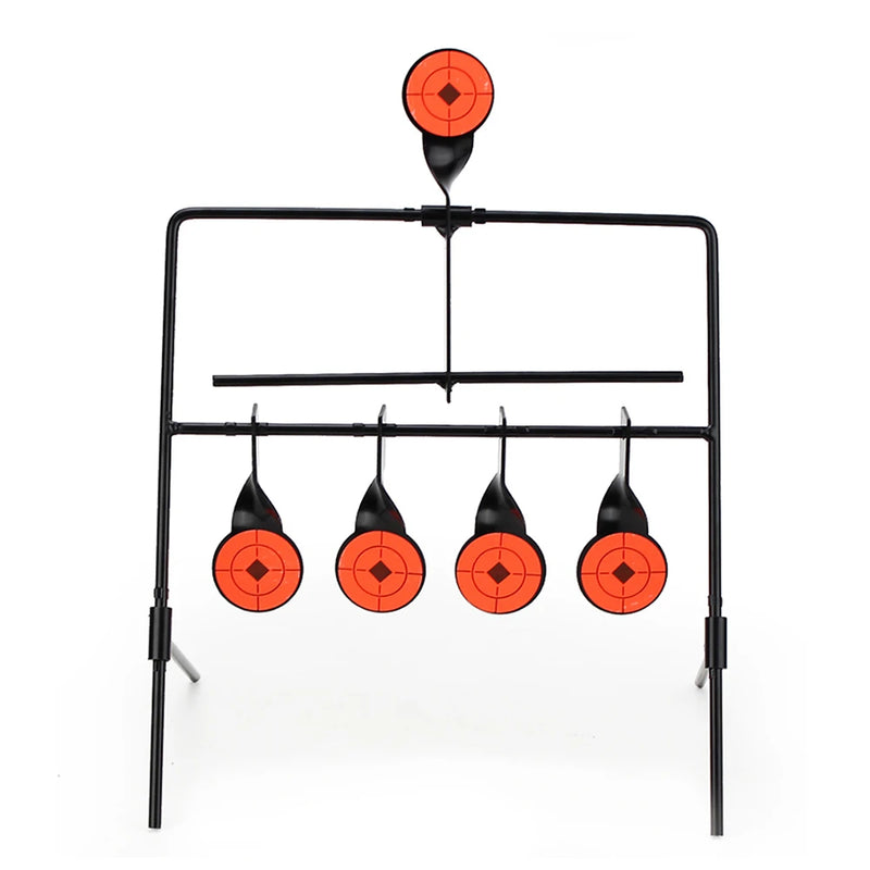 Cible Métallique Auto-Réarmable à 5 Plaques Rotatives, Cadre Acier Noir, 34,5 cm