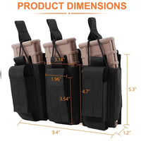 Porte-Chargeur Triple MOLLE Nylon 1000D, 3 Chargeurs de Fusil et 3 de Pistolet, vue 2