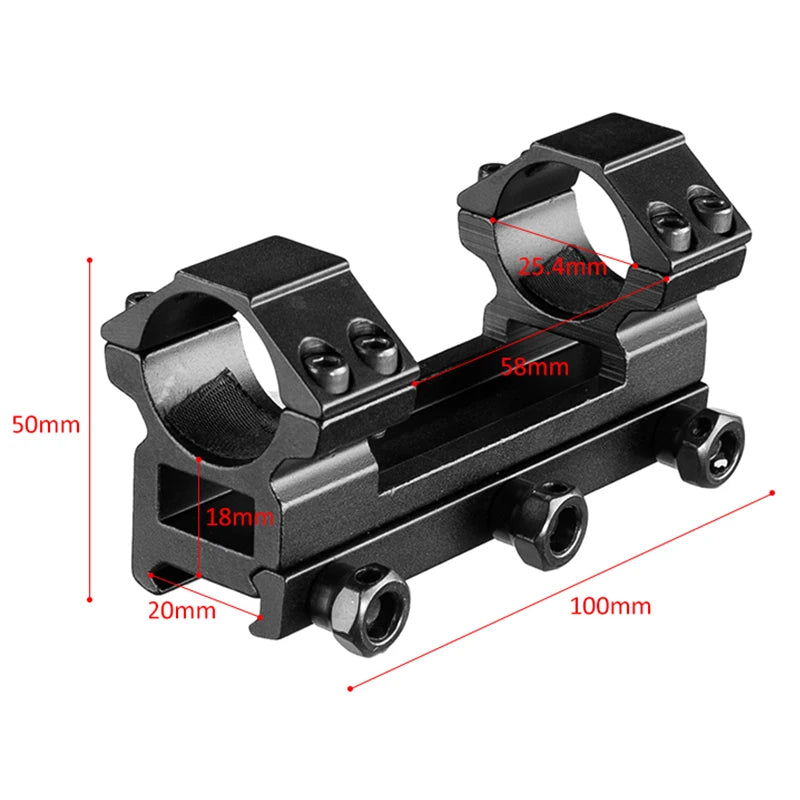 Montage de Lunette Monobloc pour Rail 20 mm, Colliers 25,4 ou 30 mm, Base 100 mm, Noir, 6 Modèles, vue 3