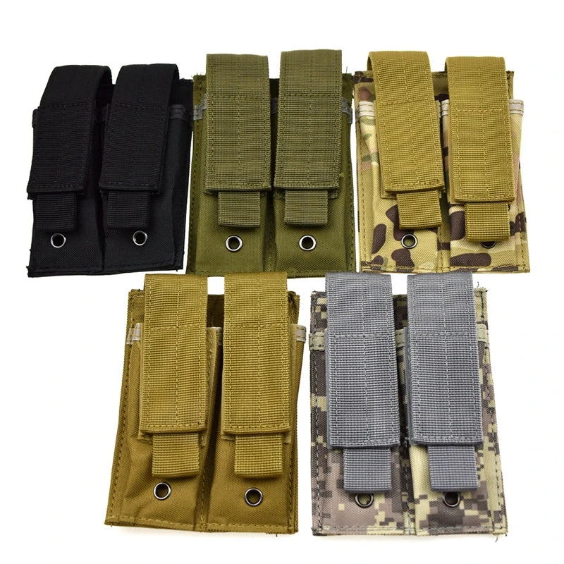 Porte-Chargeur Double MOLLE Nylon pour Chargeurs de Pistolet 9 mm, 5 Coloris