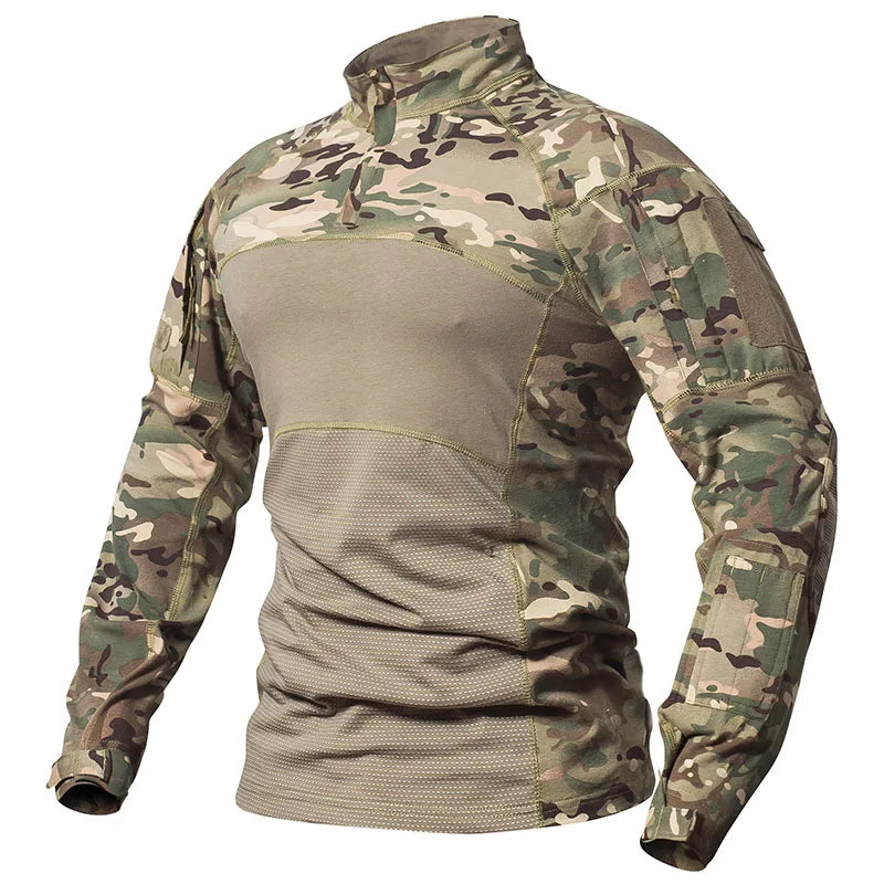 Chemise de Combat Camouflage Stretch à Col Montant et Quart de Zip, Homme, vue 7