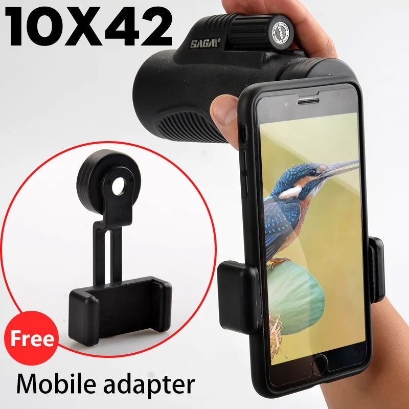 Monoculaire 8x32, 8x42 ou 10x42 Noir, Prisme BAK4 FMC, Adaptateur Smartphone, vue 7