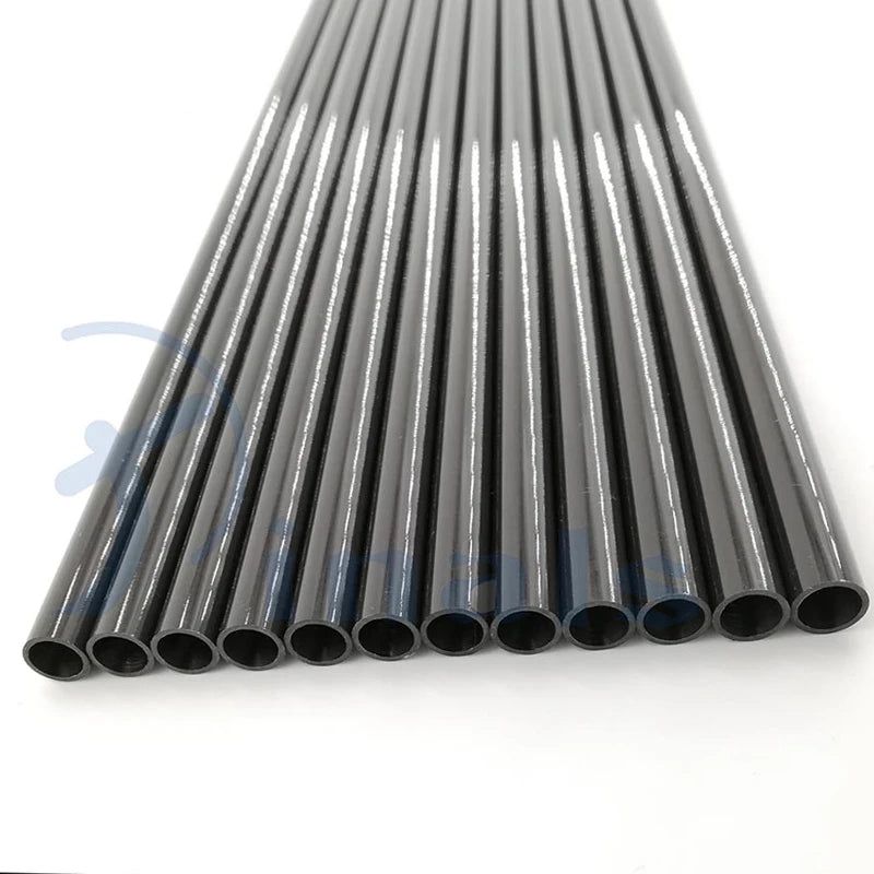 Tubes de Flèches Carbone Noir Brillant, Diamètre Intérieur 4,2 ou 6,2 mm, Spine 300 à 1100, Lot de 12
