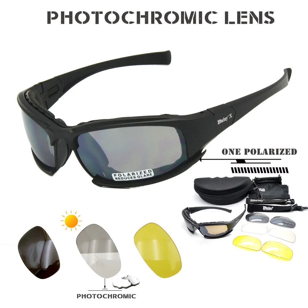 Lunettes de Protection Tactiques à Monture Rembourrée, Verres Interchangeables, Étui Rigide