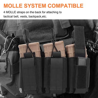 Porte-Chargeur Triple MOLLE Nylon 1000D, 3 Chargeurs de Fusil et 3 de Pistolet, vue 3