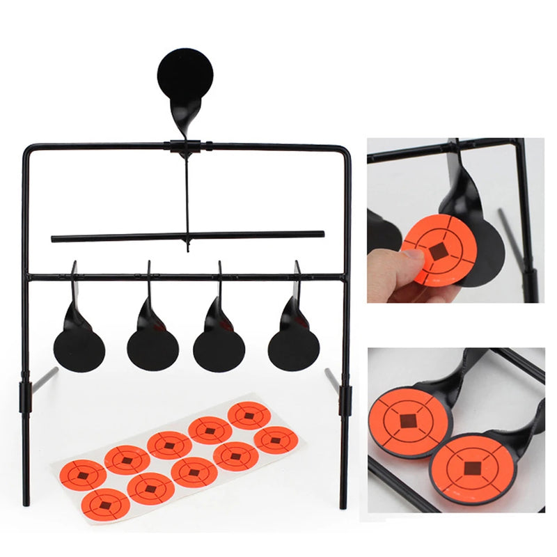 Cible Métallique Auto-Réarmable à 5 Plaques Rotatives, Cadre Acier Noir, 34,5 cm, vue 4