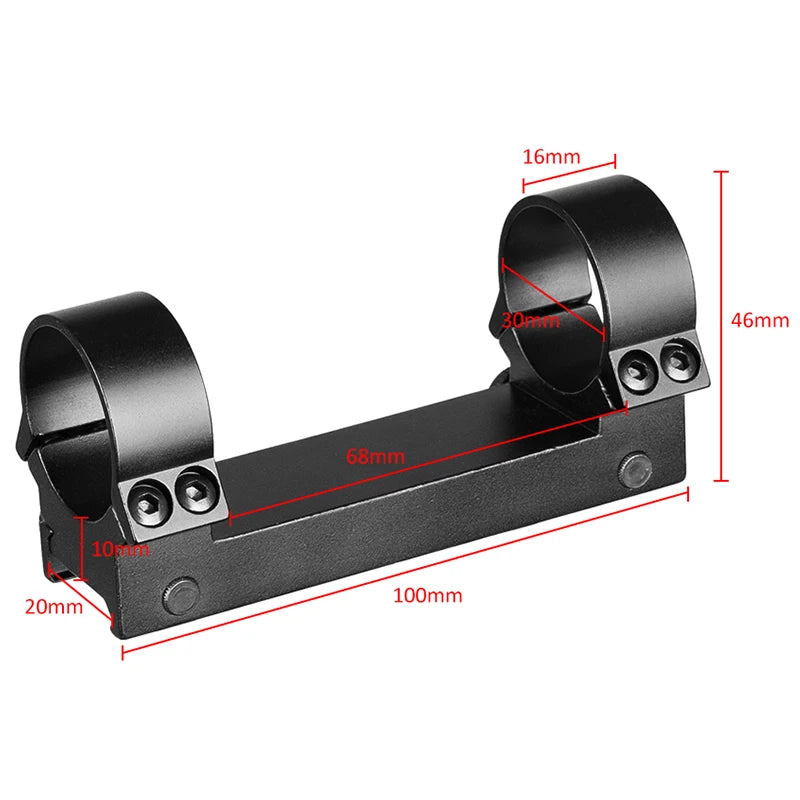 Montage de Lunette Monobloc pour Rail 20 mm, Colliers 25,4 ou 30 mm, Base 100 mm, Noir, 6 Modèles, vue 5