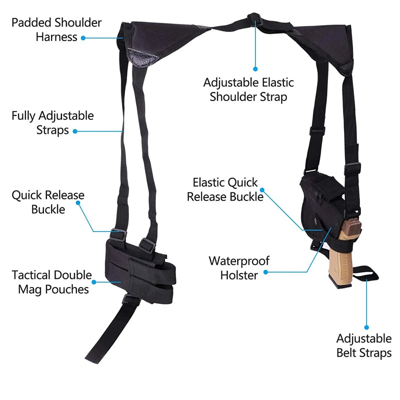 Holster d'Épaule Droitier en Nylon avec Double Porte-Chargeur, Trois Coloris, vue 6