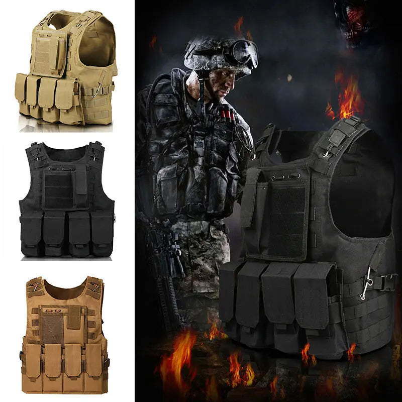 Gilet Tactique Airsoft MOLLE Oxford 600D, 3 Poches Amovibles, 4 Coloris, vue 9