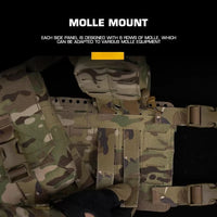 Gilet Tactique Chest Rig à Panneaux Latéraux Séparés, Découpe Laser MOLLE, Nylon, vue 6