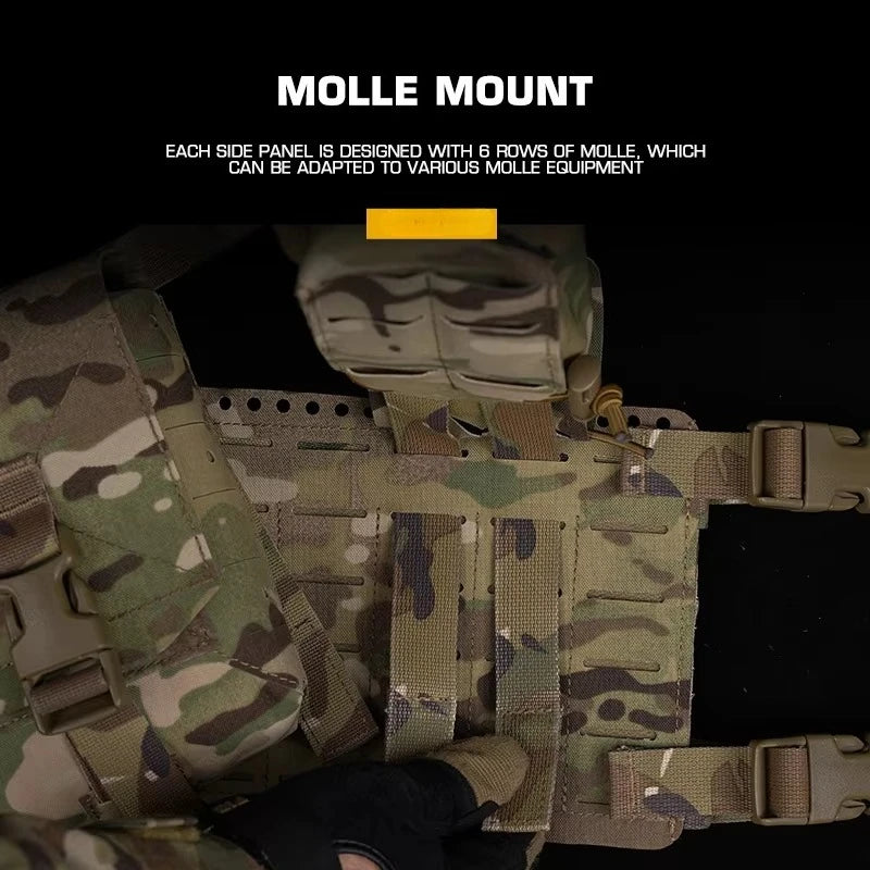 Gilet Tactique Chest Rig à Panneaux Latéraux Séparés, Découpe Laser MOLLE, Nylon, vue 6