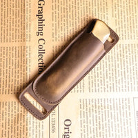 Étui Couteau Pliant en Cuir de Vachette, Port Horizontal à la Ceinture, 17,5 x 5 cm, 4 Coloris, vue 4