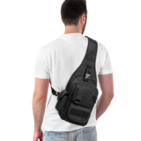 Sacoche Holster Bandoulière Noire en Nylon avec Poche Pistolet Discrète, 5 Formats, vue 5