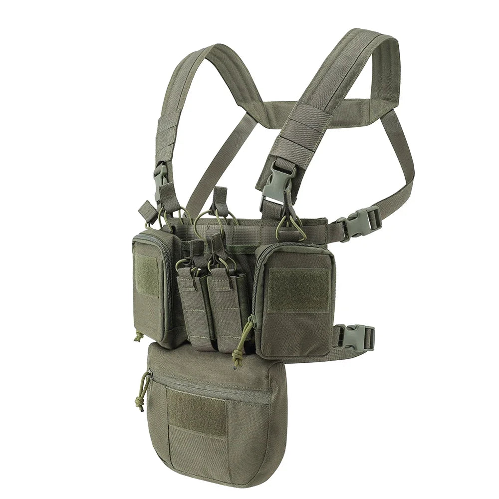 Gilet Tactique Chest Rig Nylon 500D avec Poches Frontales, Poche Pendante en Option, vue 5