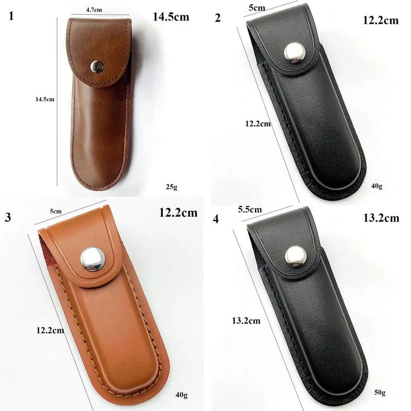 Étui Couteau Pliant en Cuir à Bouton-Pression, Noir ou Brun, 12 à 14,5 cm, vue 5