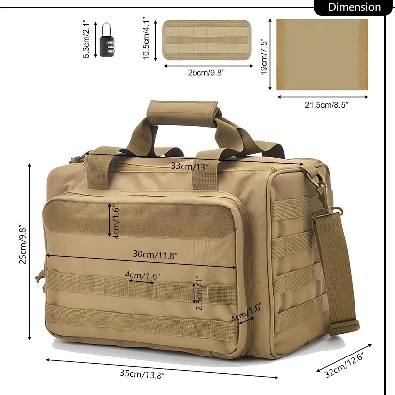 Sac de Tir en Nylon 600D à Cloisons Amovibles et Panneaux MOLLE, 37 x 23 x 27 cm, vue 4