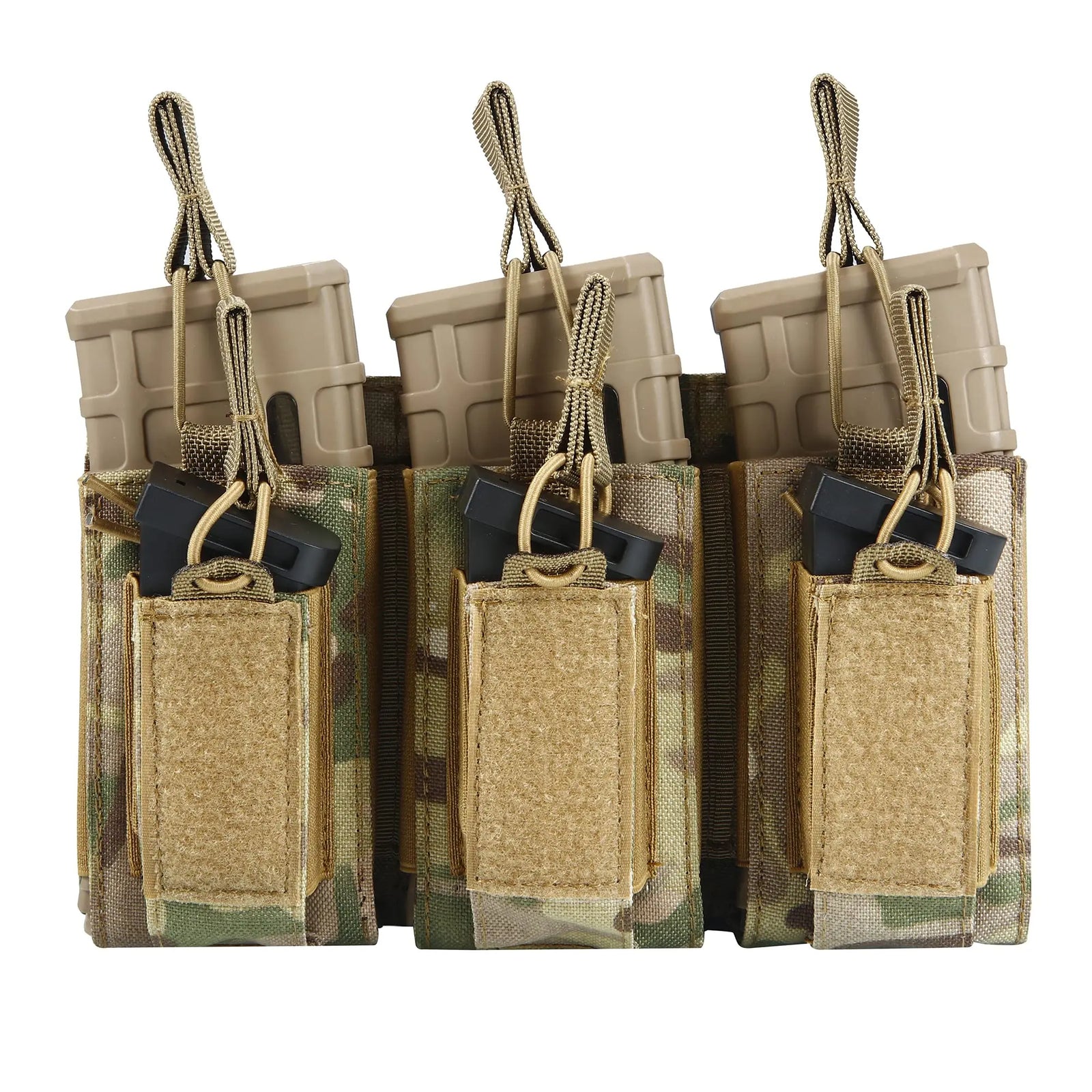 Porte-Chargeur Triple pour Fusil avec Poches Pistolet, MOLLE Nylon 1000D, 24 x 14 cm