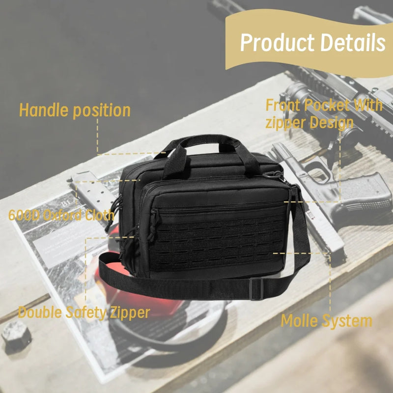 Sac de Tir pour Pistolet en Toile Oxford, 34 x 24 x 12 cm, Poches Chargeurs et MOLLE, vue 5