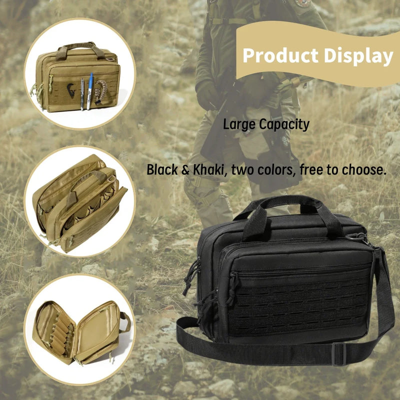 Sac de Tir pour Pistolet en Toile Oxford, 34 x 24 x 12 cm, Poches Chargeurs et MOLLE, vue 3