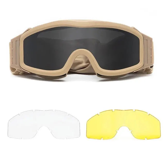 Lunettes Airsoft Tactiques 3 Verres, Cadre TPU Souple, Noir, Vert ou Sable, vue 9