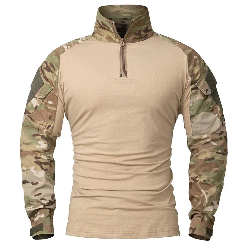Chemise de Combat Airsoft en Coton à Manches Longues, Poches de Manche et Poignets Réglables, 8 Coloris