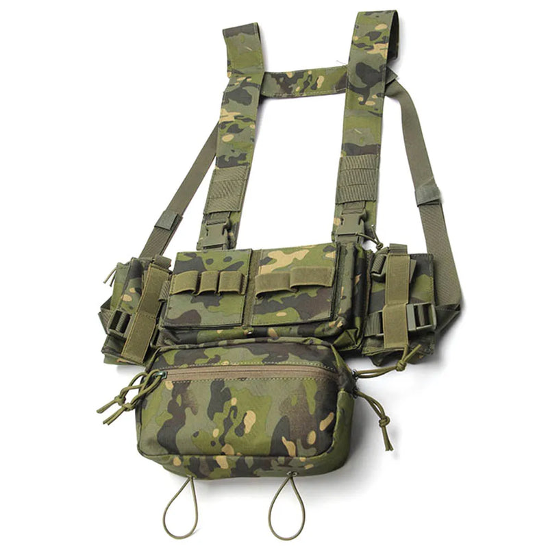 Gilet Tactique de Poitrine Modulable en Nylon 600D avec Poche Pendante Zippée, vue 10
