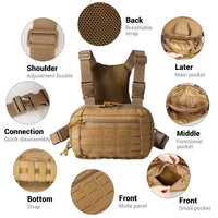 Sacoche Holster de Poitrine Tactique en Nylon 600D, Panneau MOLLE, 28 x 18 cm, 3 Coloris, vue 5