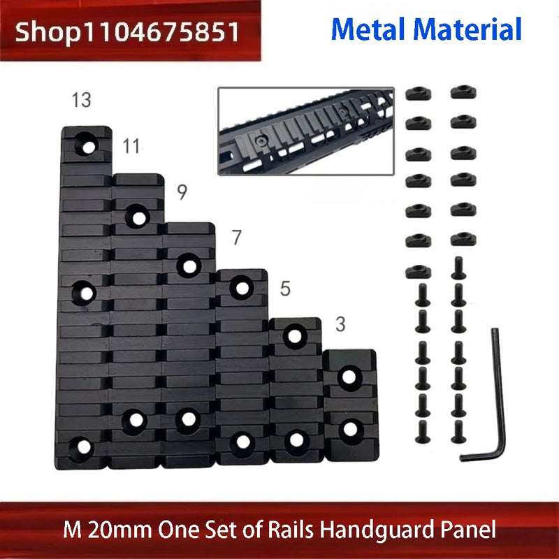 Rail Picatinny 20 mm pour Garde-Main M-LOK et KeyMod, Nylon ou Métal, Rail Seul ou Lot de 5 ou 6 Rails, vue 2