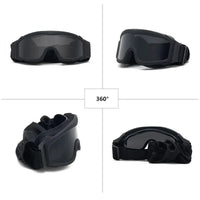 Lunettes Airsoft Tactiques 3 Verres, Cadre TPU Souple, Noir, Vert ou Sable, vue 5
