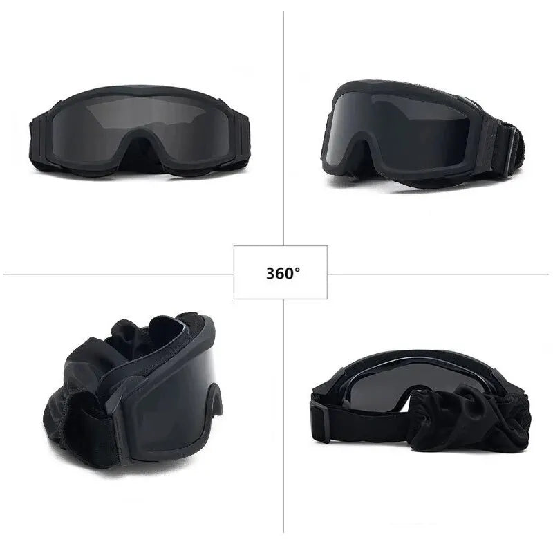 Lunettes Airsoft Tactiques 3 Verres, Cadre TPU Souple, Noir, Vert ou Sable, vue 5