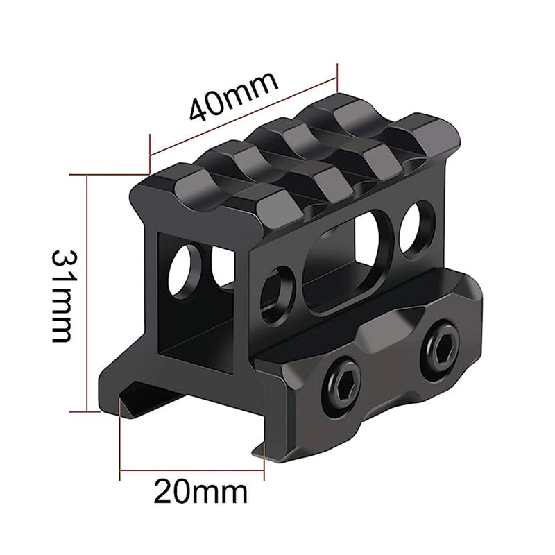 Rehausse de Rail Picatinny 31 mm en Aluminium Noir avec Rail Supérieur