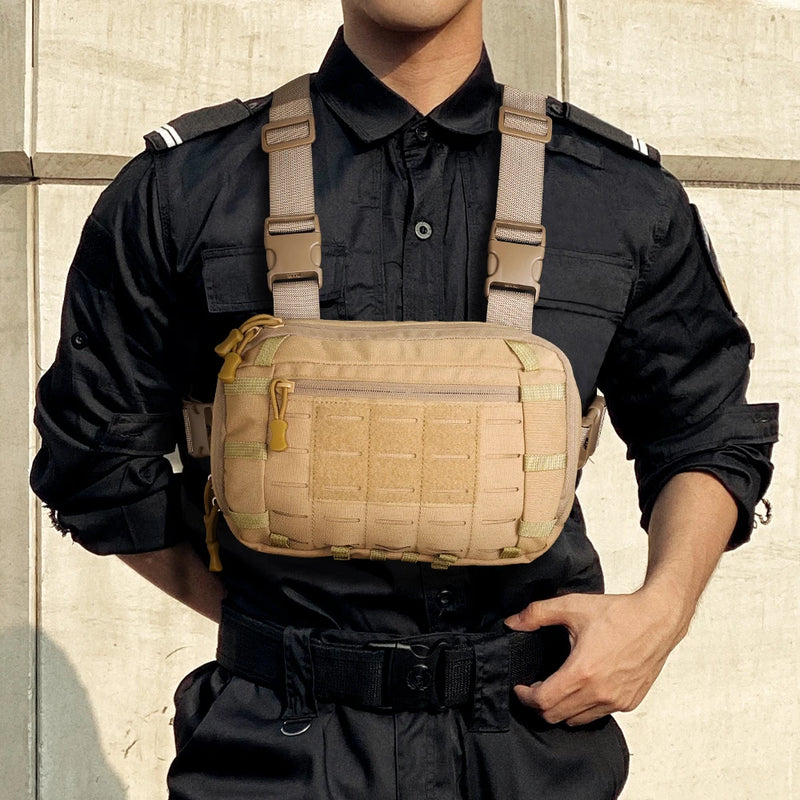 Sacoche Holster de Poitrine Tactique en Nylon 600D, Panneau MOLLE, 28 x 18 cm, 3 Coloris, vue 4