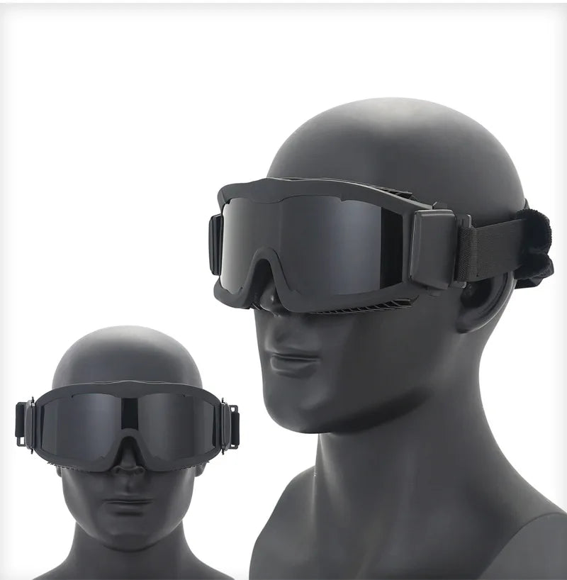 Lunettes Masque Tactiques Monture Noire, Sable ou Verte, Verre au Choix, vue 7