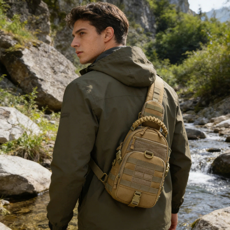 Sac Bandoulière Tactique 5,5 L en Polyester 600D, Poignée Tressée et MOLLE, vue 6