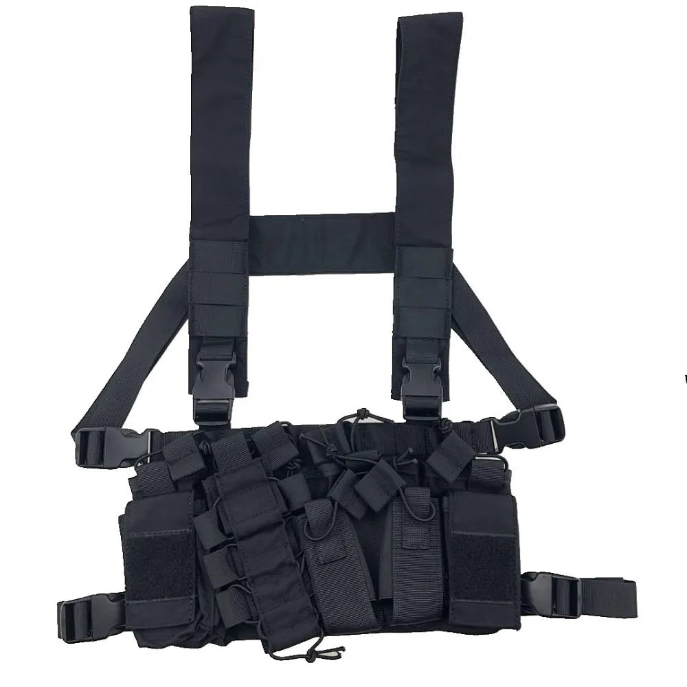 Gilet Tactique Chest Rig Léger en Nylon avec Quatre Porte-Chargeurs, Six Coloris