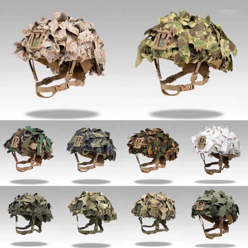 Housse de Casque Tactique Camouflage 3D en Nylon-Coton Rip-Stop, 13 Coloris