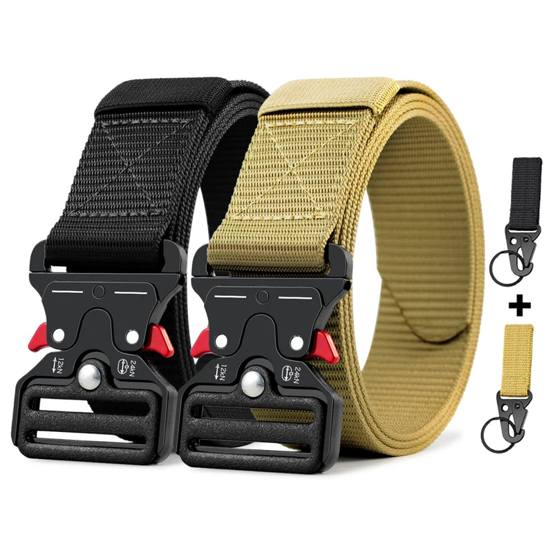 Ceinture Tactique Nylon à Boucle Métal Démontage Rapide, 3,8 cm, avec Mousqueton