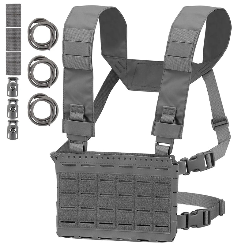 Gilet Tactique Micro Chest Rig à Découpe Laser MOLLE avec Triple Porte-Chargeur, vue 11
