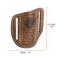 Étui Pochette en Cuir Marron pour Couteau Pliant, 2 Fentes de Ceinture, 11,5 x 9 cm, vue 3