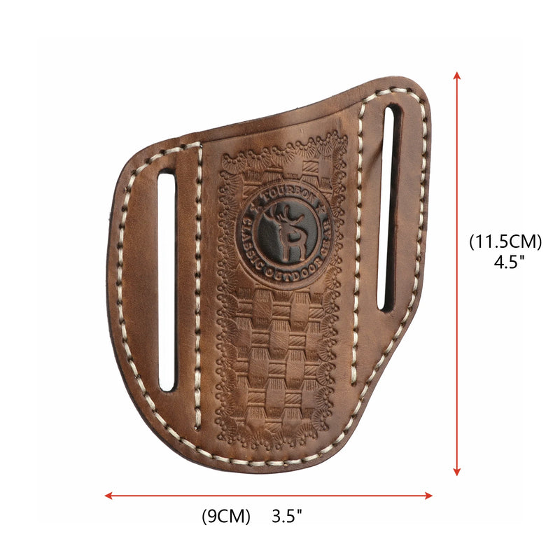 Étui Pochette en Cuir Marron pour Couteau Pliant, 2 Fentes de Ceinture, 11,5 x 9 cm, vue 3