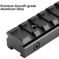 Rehausse de Rail 11 mm vers Picatinny 21 mm, 9 Fentes, Aluminium Noir, 1 ou 2 Pièces, vue 3