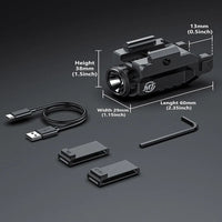 Lampe Tactique de Pistolet 1000 Lumens Rechargeable USB, Rail Picatinny 20 mm ou G-lock, 43 g, vue 6