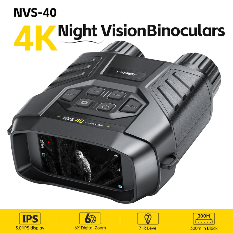 Jumelles de Vision Nocturne Numériques 4K, Zoom 6x, Écran IPS 7,6 cm, Carte 32 Go