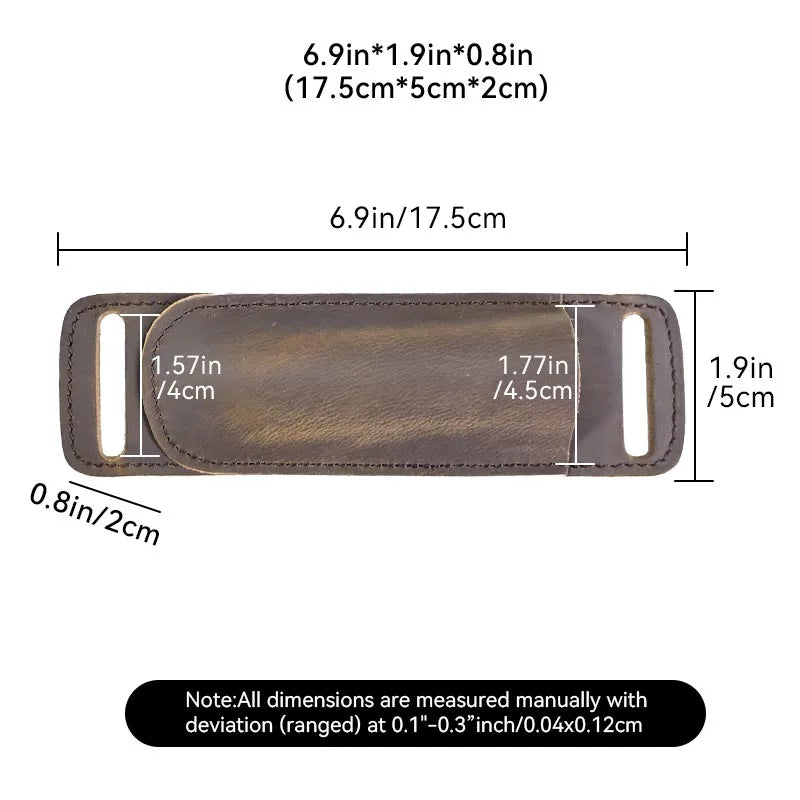 Étui Couteau Pliant en Cuir de Vachette, Port Horizontal à la Ceinture, 17,5 x 5 cm, 4 Coloris, vue 3