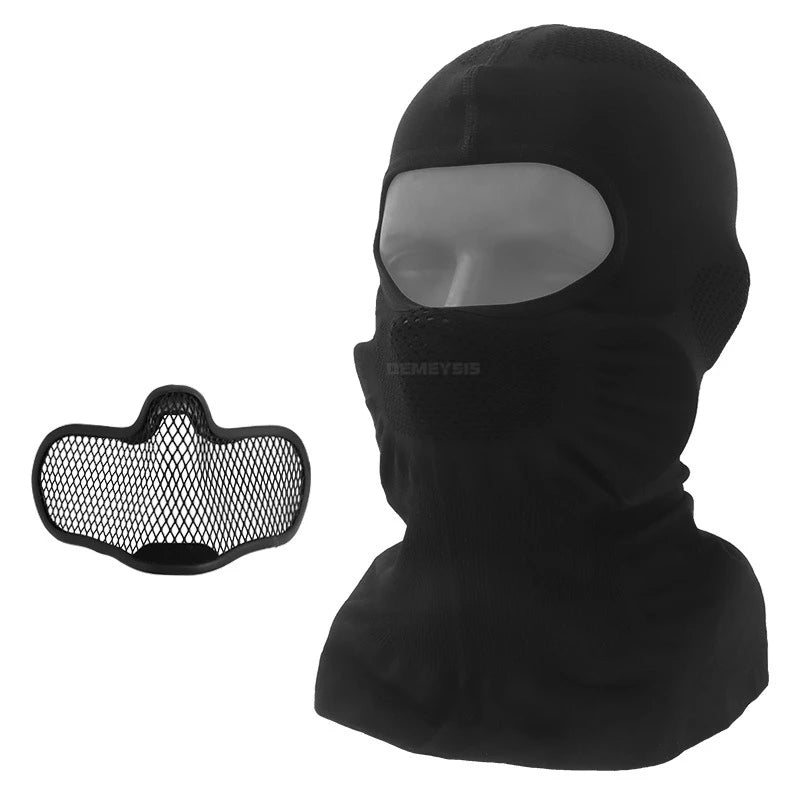 Masque Airsoft Grillagé Cagoule Respirante avec Grille en Acier Amovible, vue 7